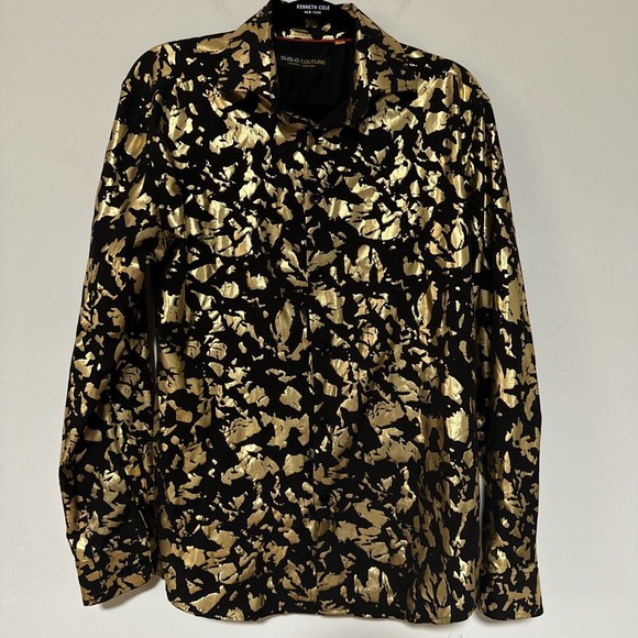 Suslo Couture Other - Suslo Couture Black & Metallic Gold Button down Mens Size M